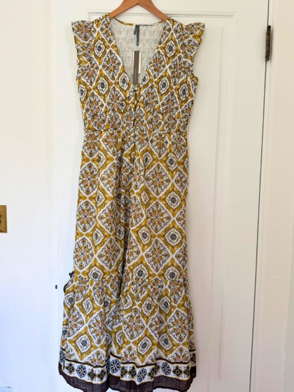NWT Anthropologie Peregrine Button-Front Midi Dress - Yellow Medallion